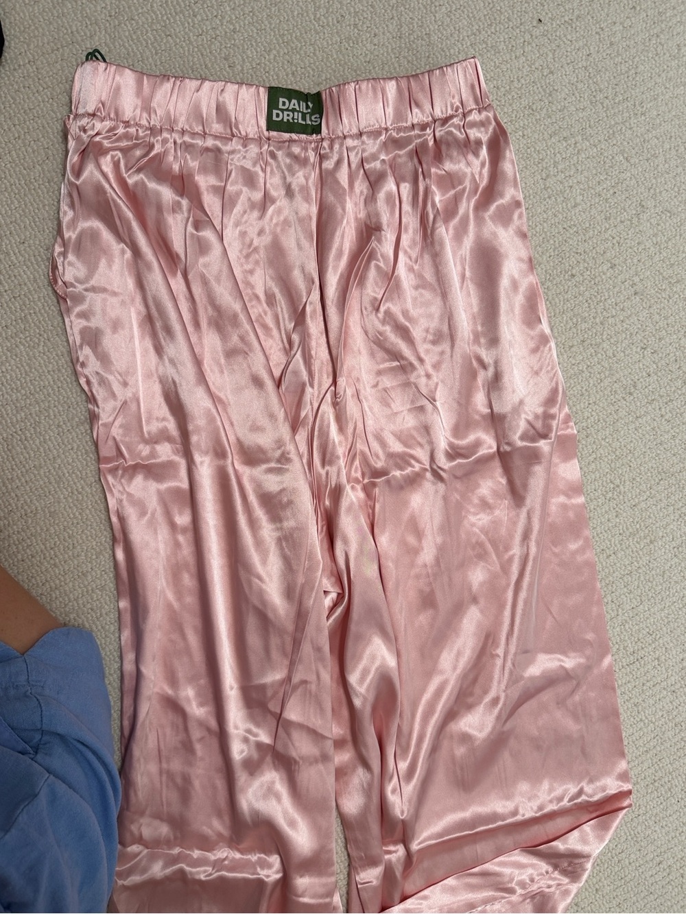 NEW M/L Daily Drills Pink Satin Button-Front Women's Pajama Pants